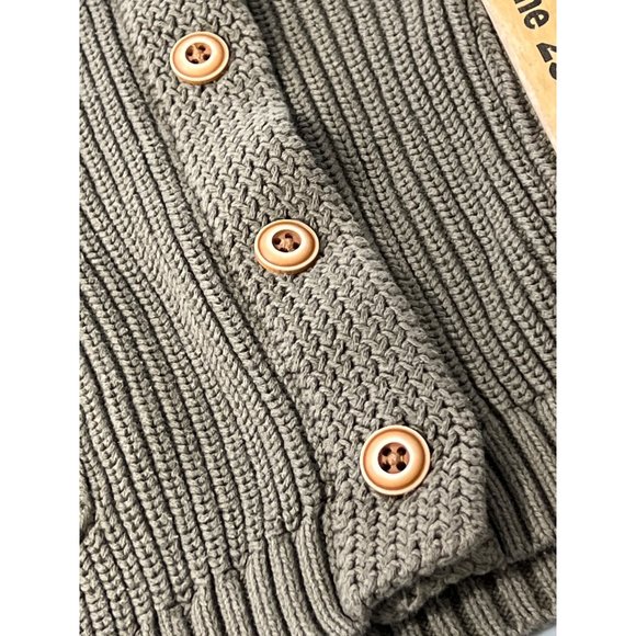 Chaps Cardigan Sweater Women XL Ribbed Knit Utility Olive Fall Loungewear Preppy - Picture 7 of 9